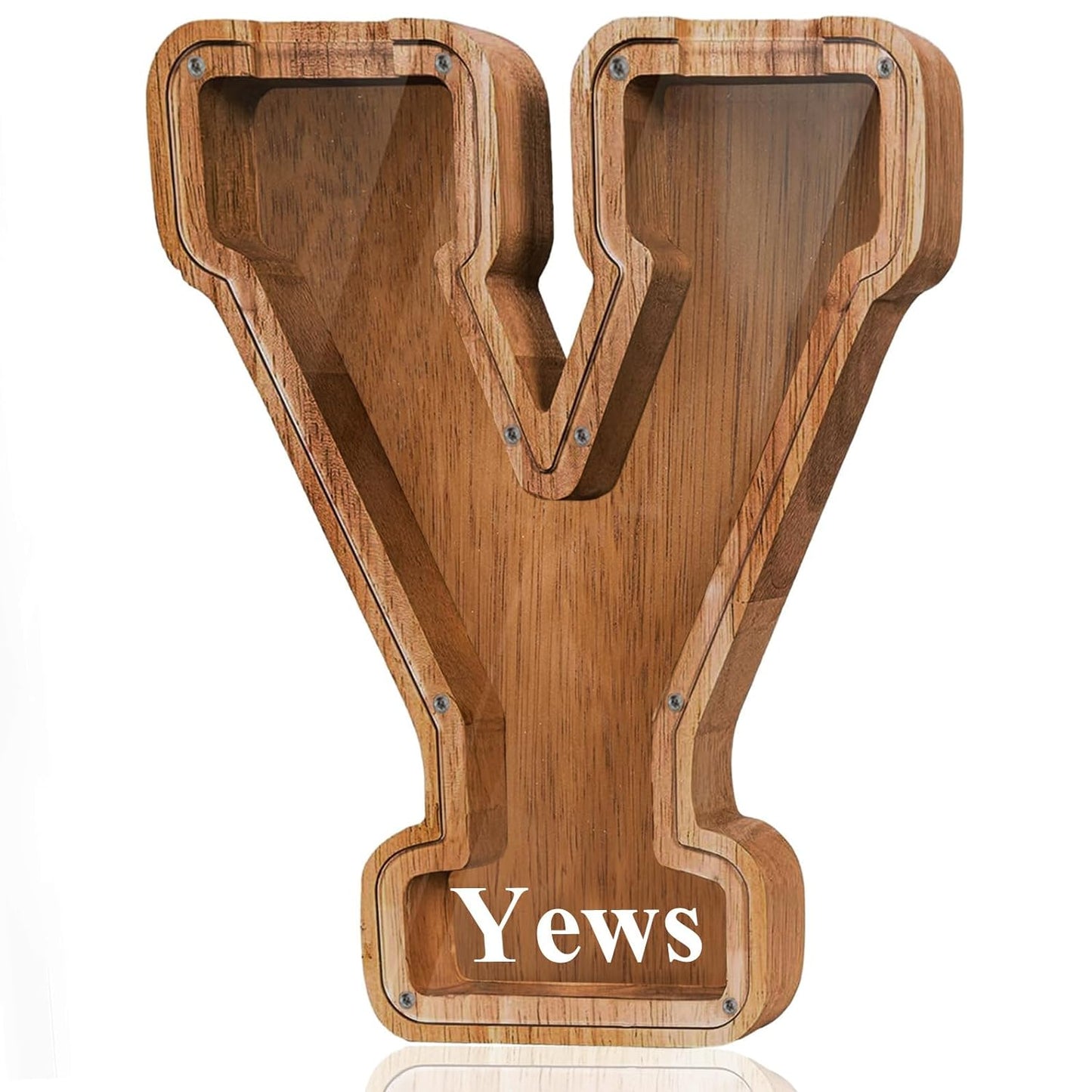 Customized Name Large Wooden Piggy Bank for Kids A-Z Initials