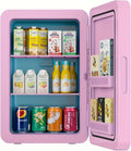22L Mini Fridge with Glass Front (Pink) - Portable Cooler & Warmer