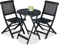 Acacia Wood Bistro Set 3-Piece Folding Patio Set - Compact Teak Finish