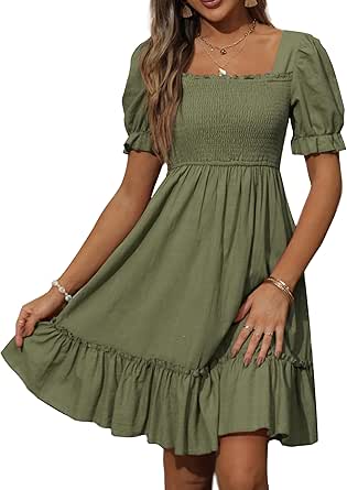 Zexxxy Women's Square Neck Smocked Dresses for Every Occasion