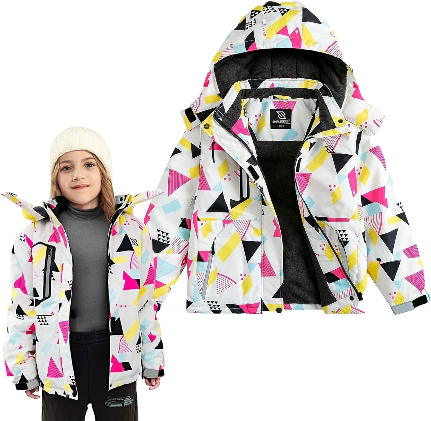 Simplee kids Girls Waterproof Ski Snow Jacket for Winter Fun
