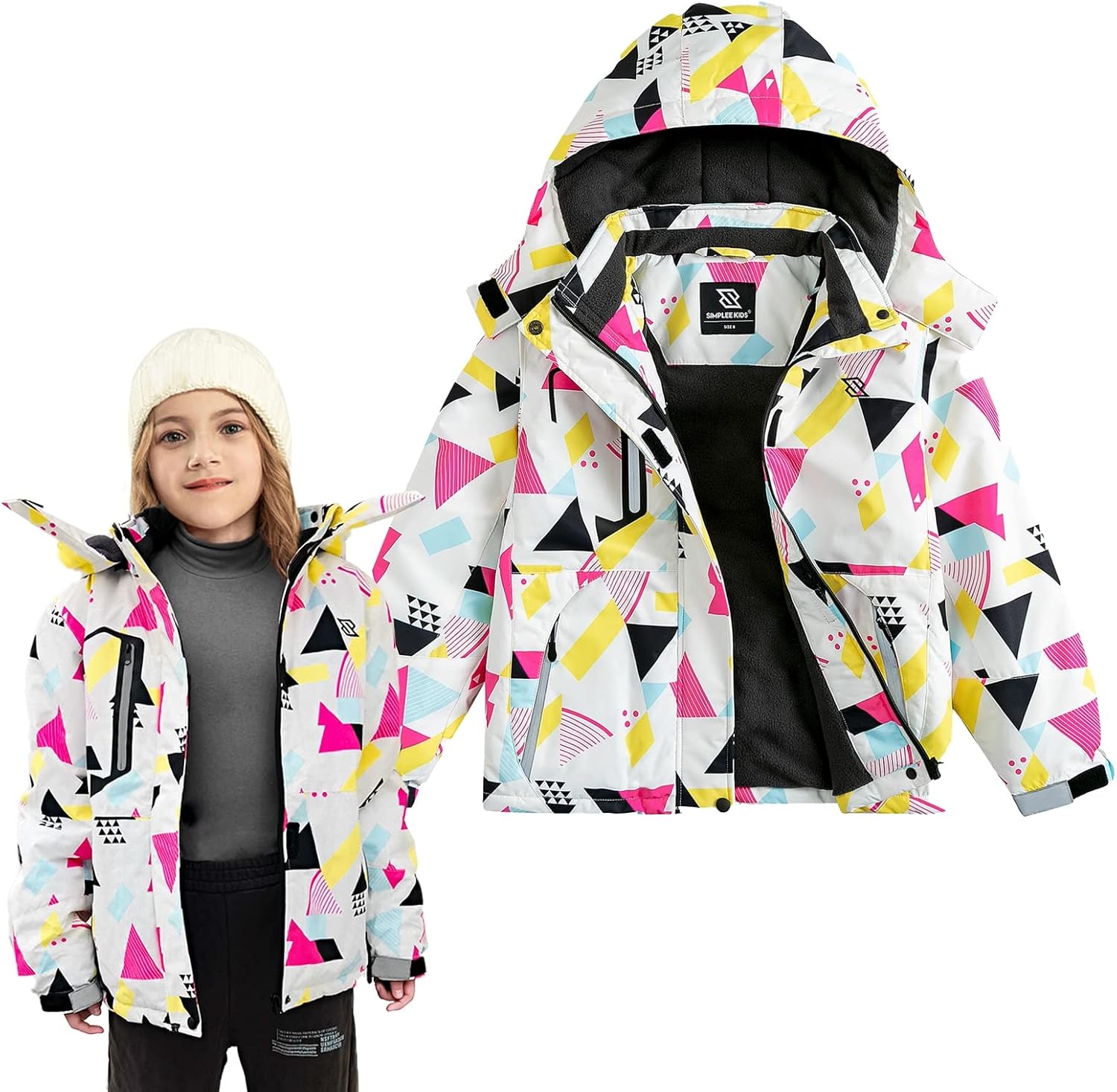 Simplee kids Girls Waterproof Ski Snow Jacket for Winter Fun