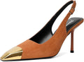 Sexy Slingback Pumps Pointed Closed Toe Heels - Elegant Brown