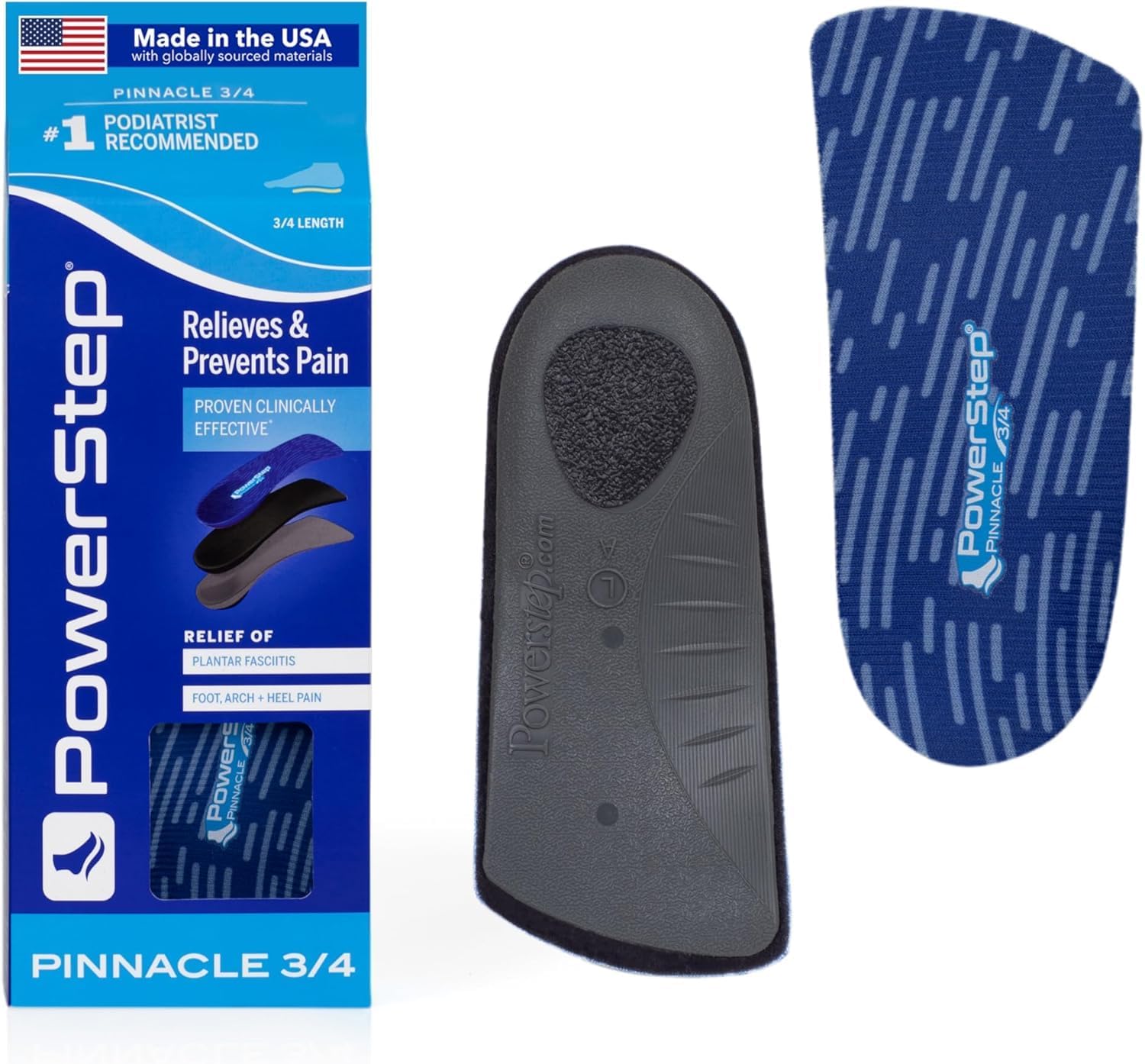 PowerStep Pinnacle 3/4 Insoles for Plantar Fasciitis Relief