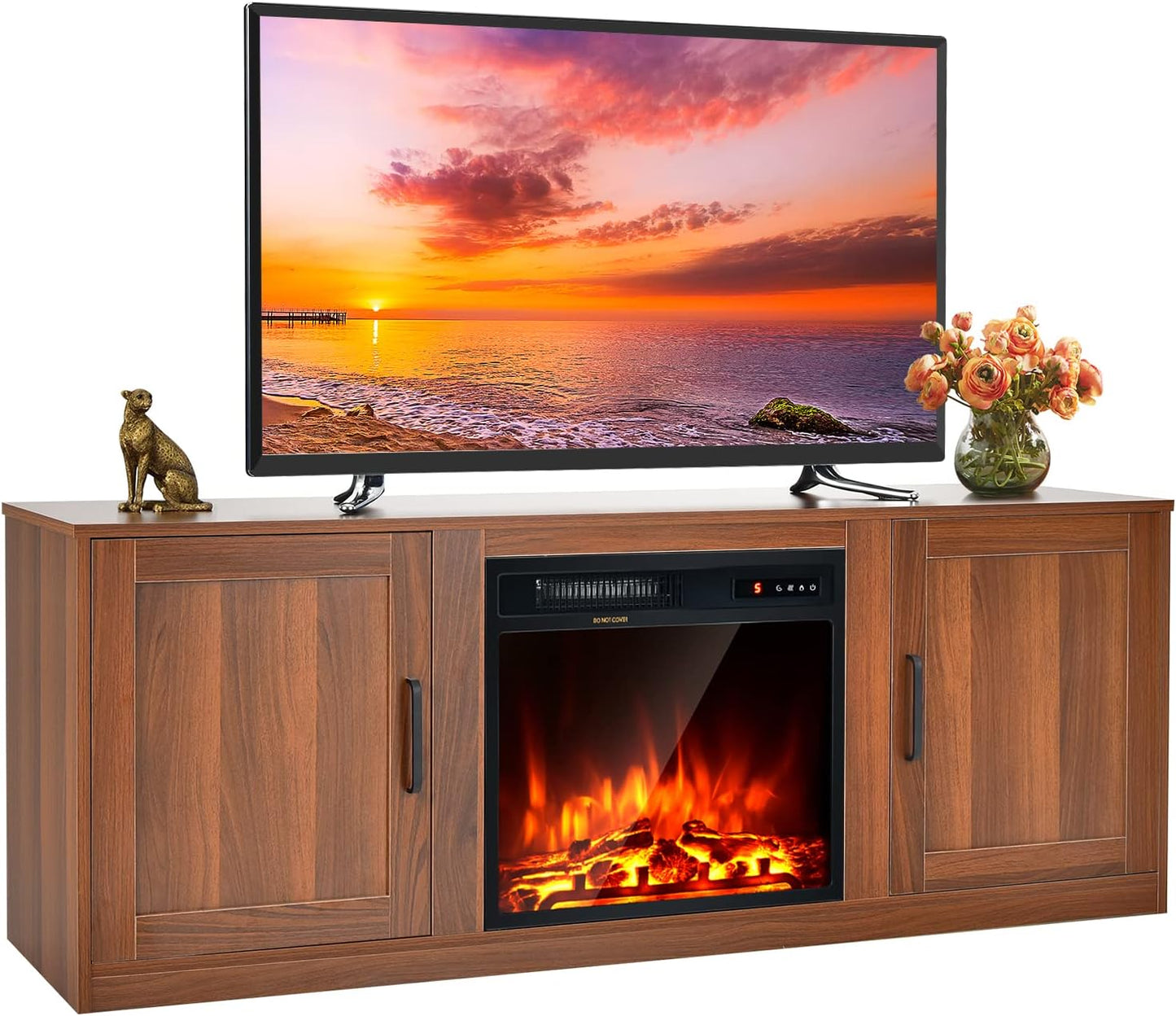 Tangkula Electric Fireplace TV Stand: Cozy 1500W Heat, Remote Control