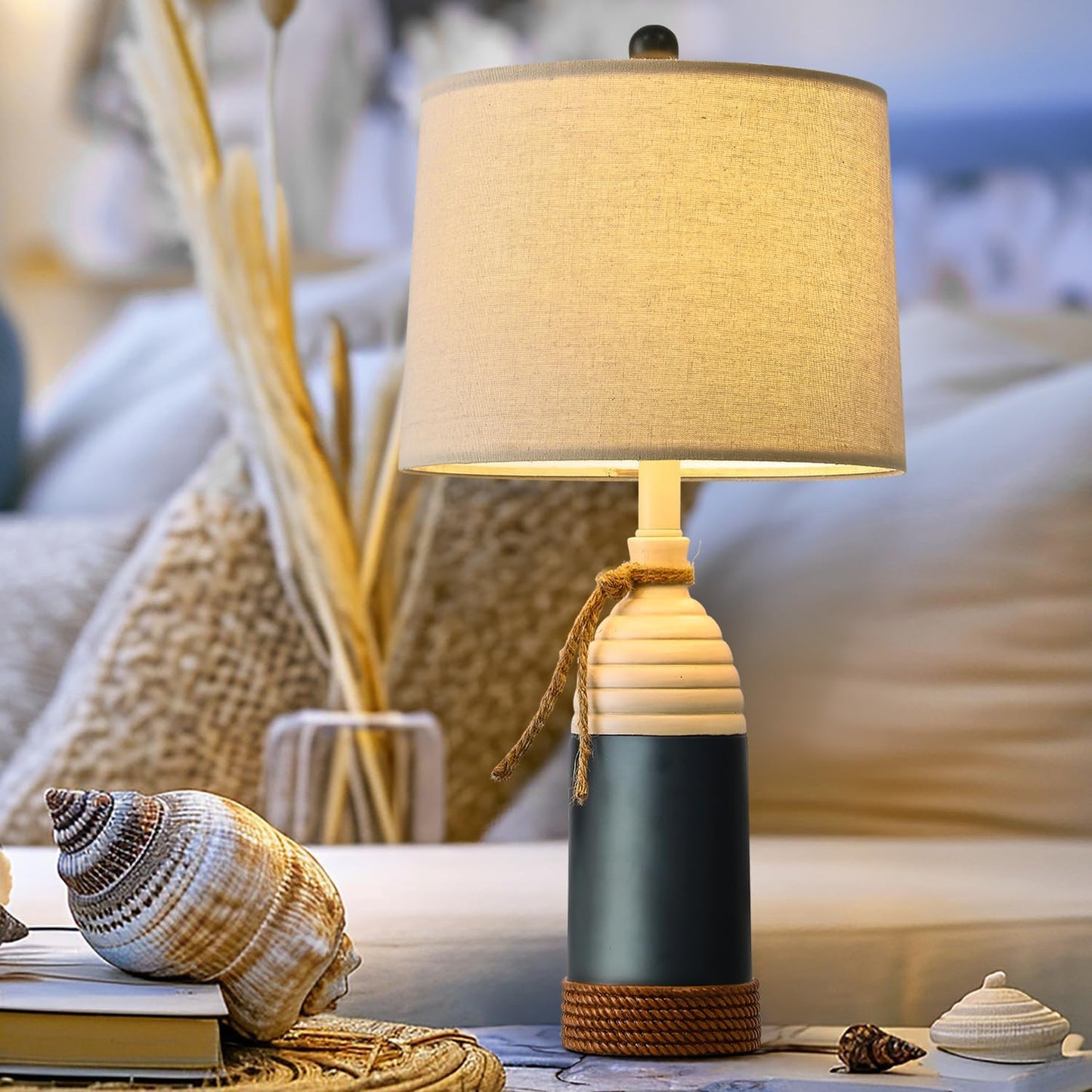 Coastal Nautical Table Lamp for Bedroom and Living Room Decor