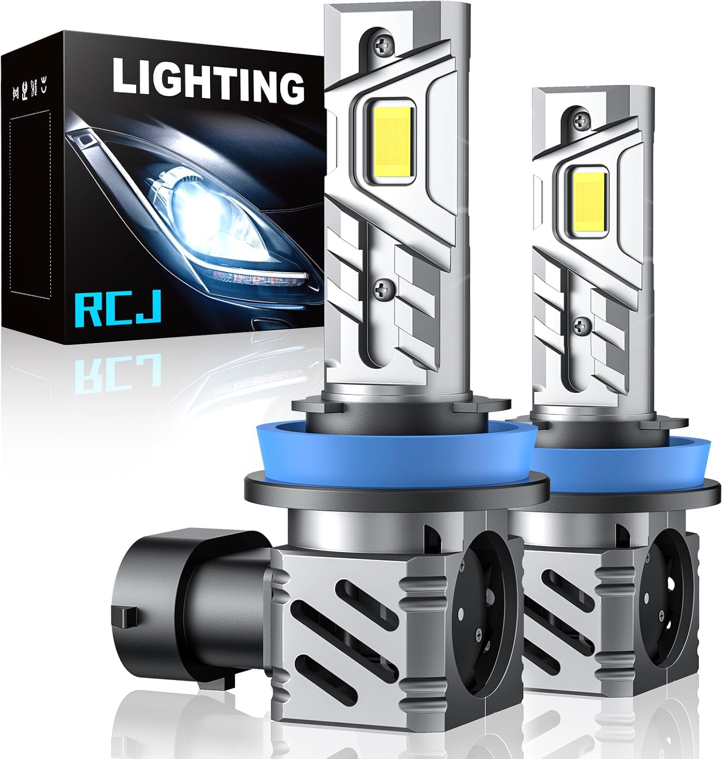 RCJ H11/H8/H9 LED Fog Bulbs: 35000LM Brighter 6000K Cool White