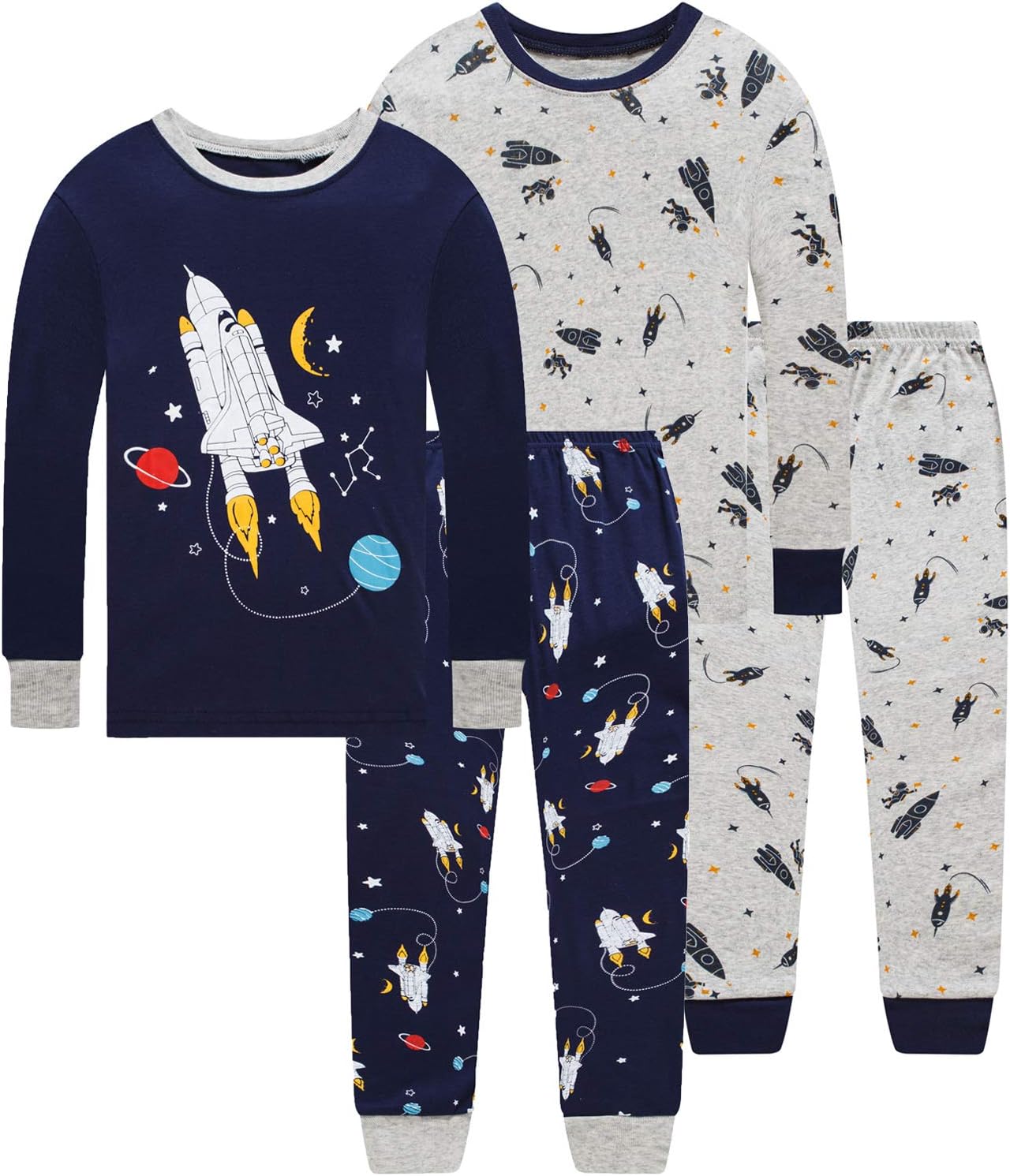 Dolphin&Fish Boys Pajamas 4Piece Toddler Kids Pjs Sets Cotton