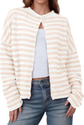Womens Striped Button Down Cardigan - Lightweight Fall Layer