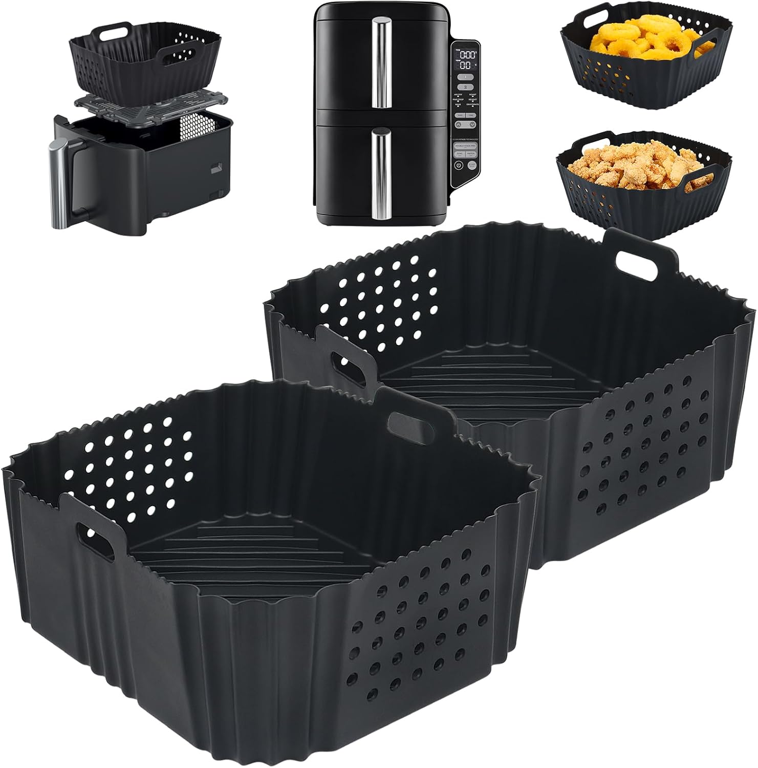 Perforated Dual Silicone Liners for Ninja Air Fryer