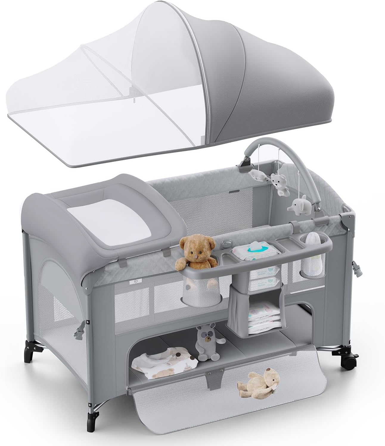 4 in 1 Baby Bassinet and Crib Sleeper with Diaper Changer