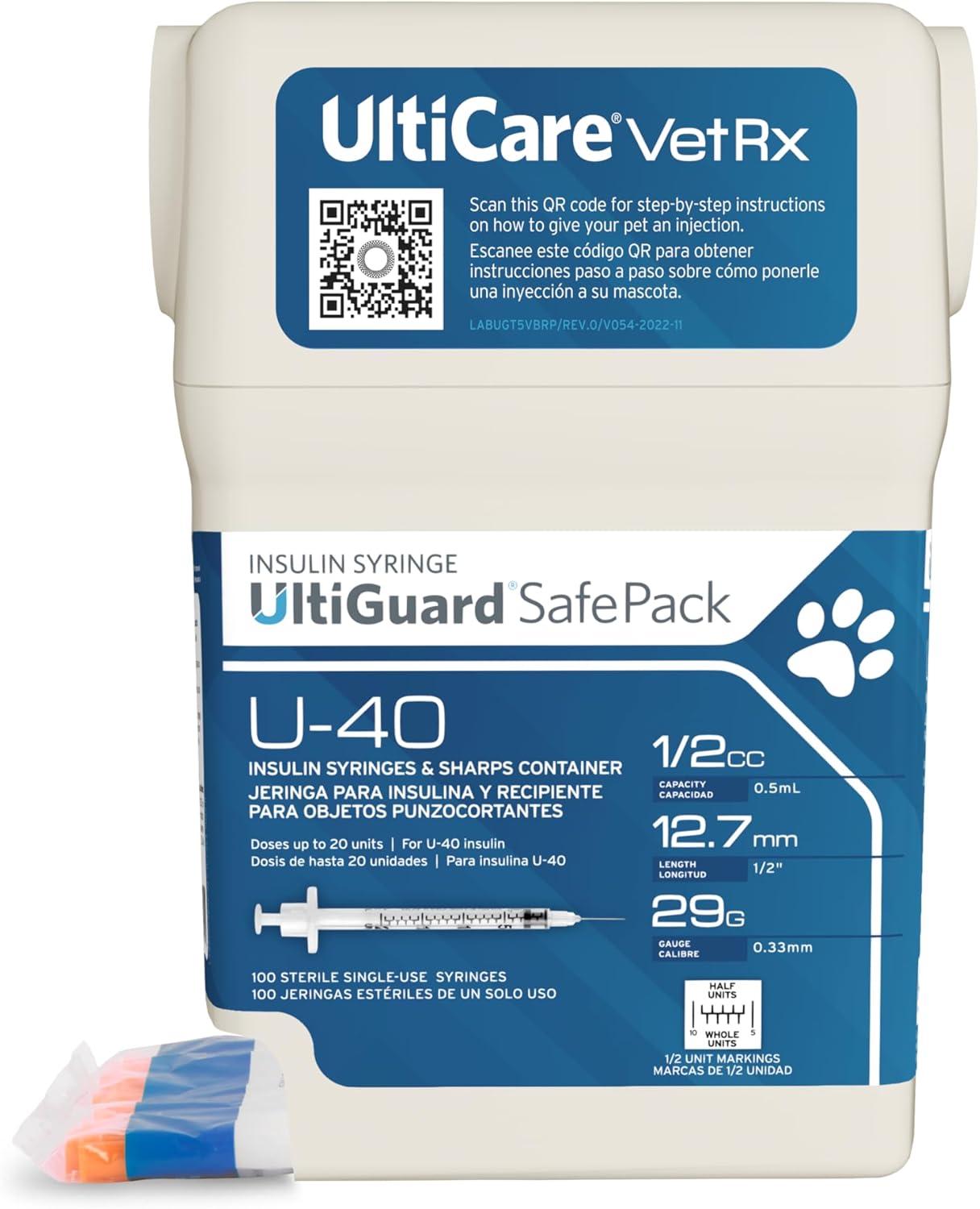 UltiCare VetRx U-40 Insulin Syringes Safe Pack for Pets