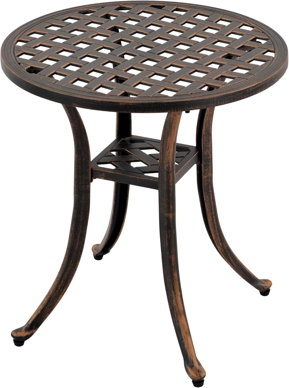 Outdoor 19in Cast Aluminum Round Side Table for Patio Use