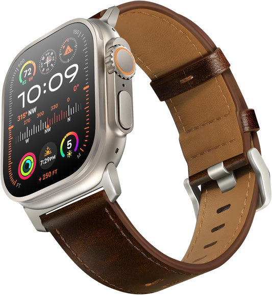 Genuine Leather Apple Watch Band - Dark Brown