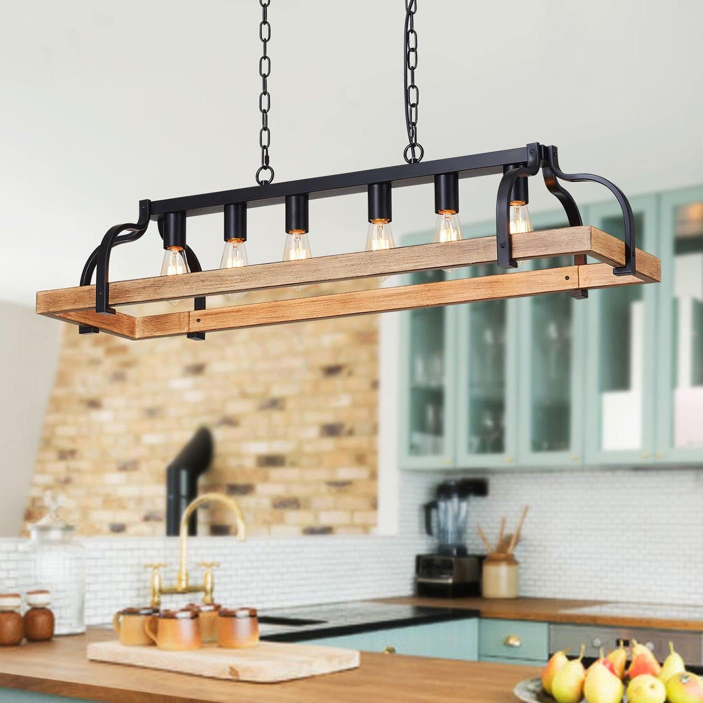 WUZUPS 6-Light Metal Pot Hanging Rack Chandelier for Rustic Homes