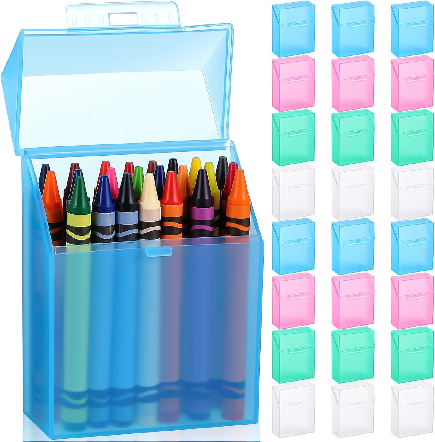 24 Pcs Plastic Crayon Box for School Office Supplies Organization