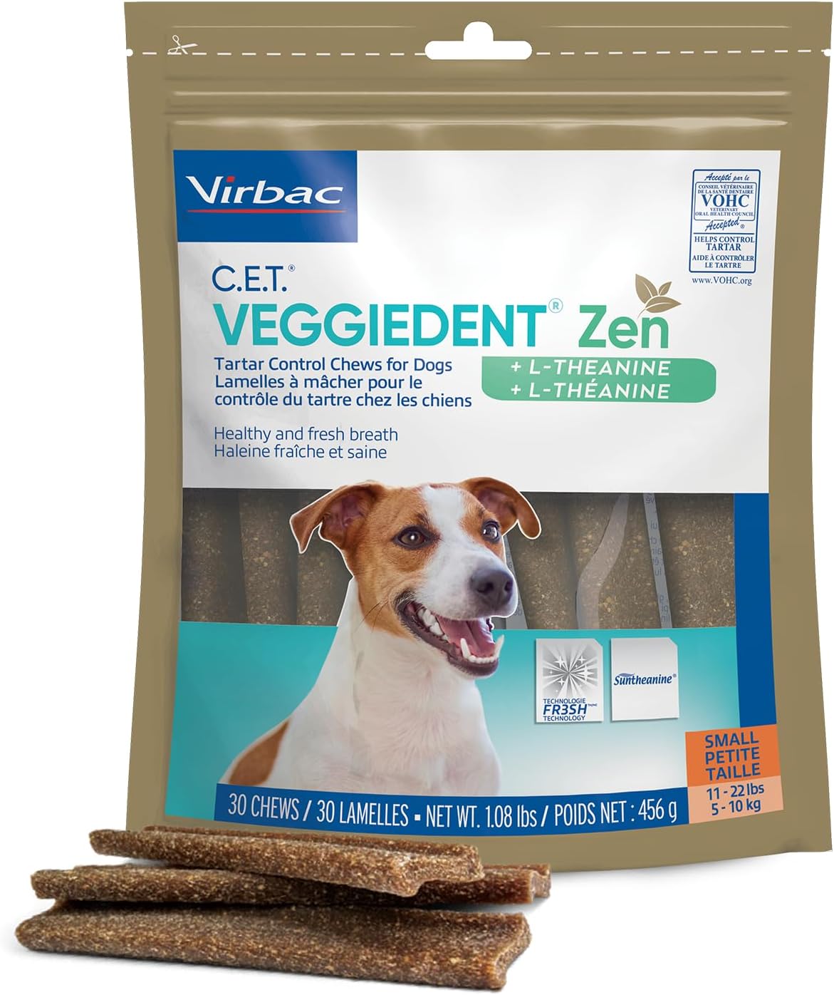Virbac C.E.T. VEGGIEDENT Zen Chews for Dogs - Tartar Control