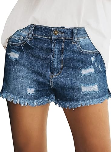 Luvamia Women's Casual Mid Rise Denim Shorts for Summer Fun