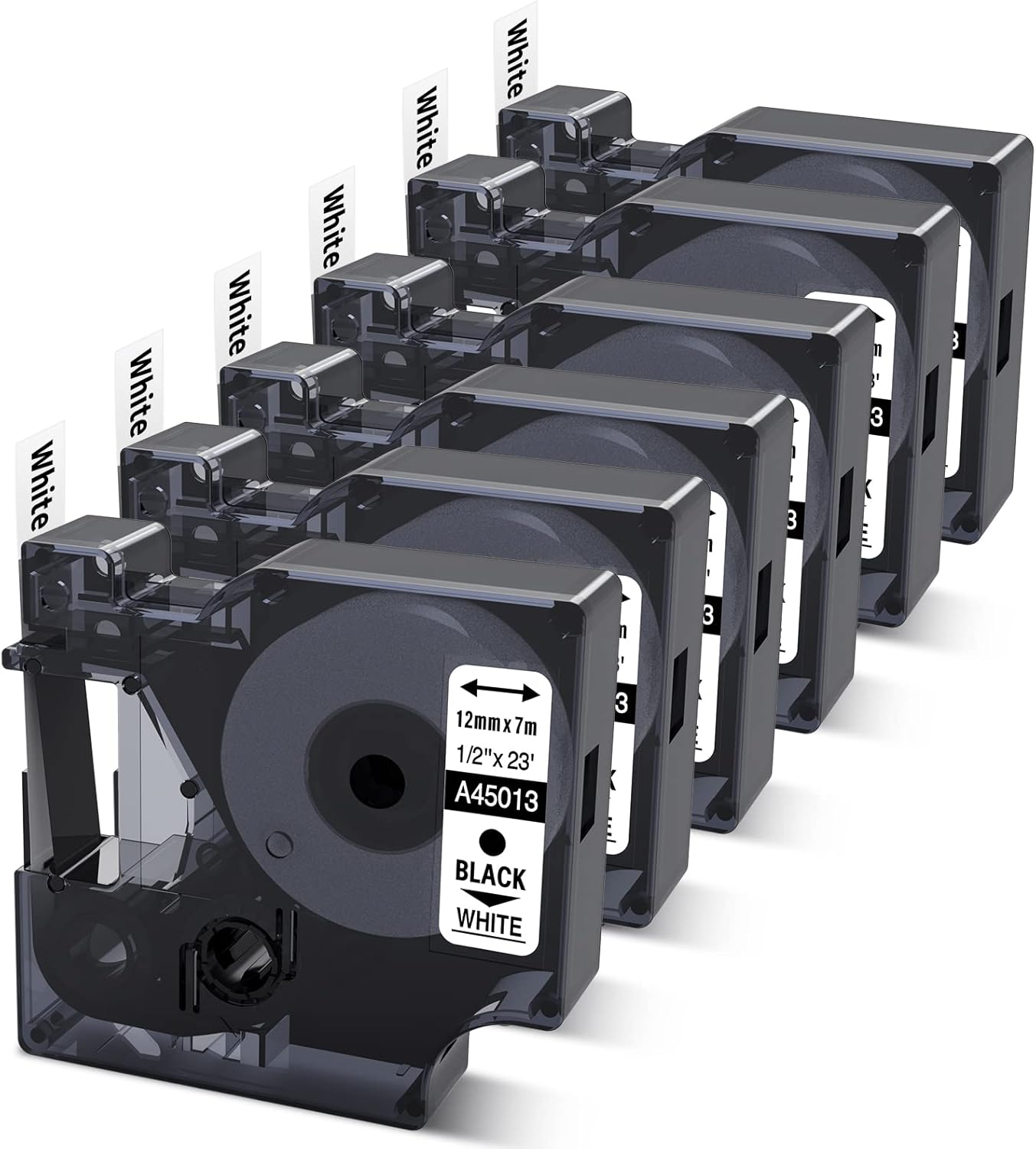 6-Pack COLORWING Dymo D1 Label Tape - Black on White, Easy Replacement for DYMO Label Maker Refills - Boost Your Organization