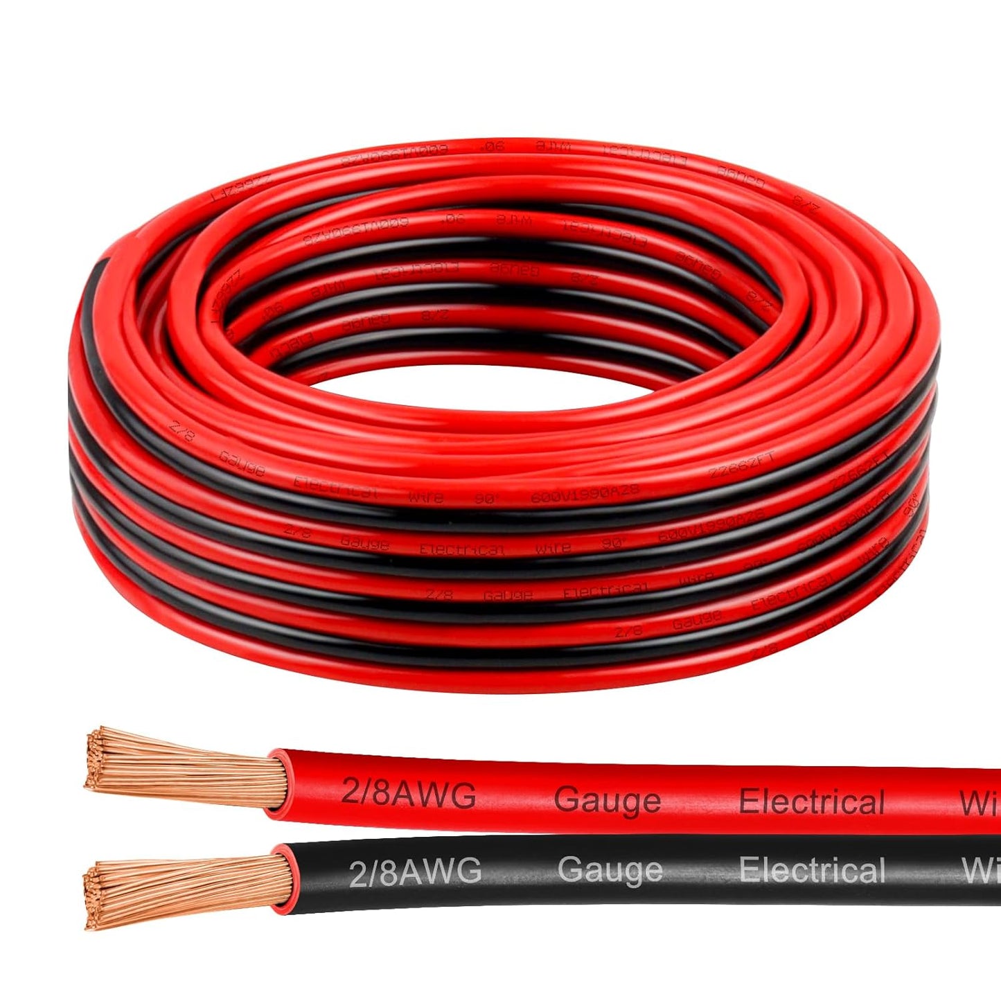 8 Gauge Wire 25 Feet - Pure Copper Stranded Low Voltage Wire