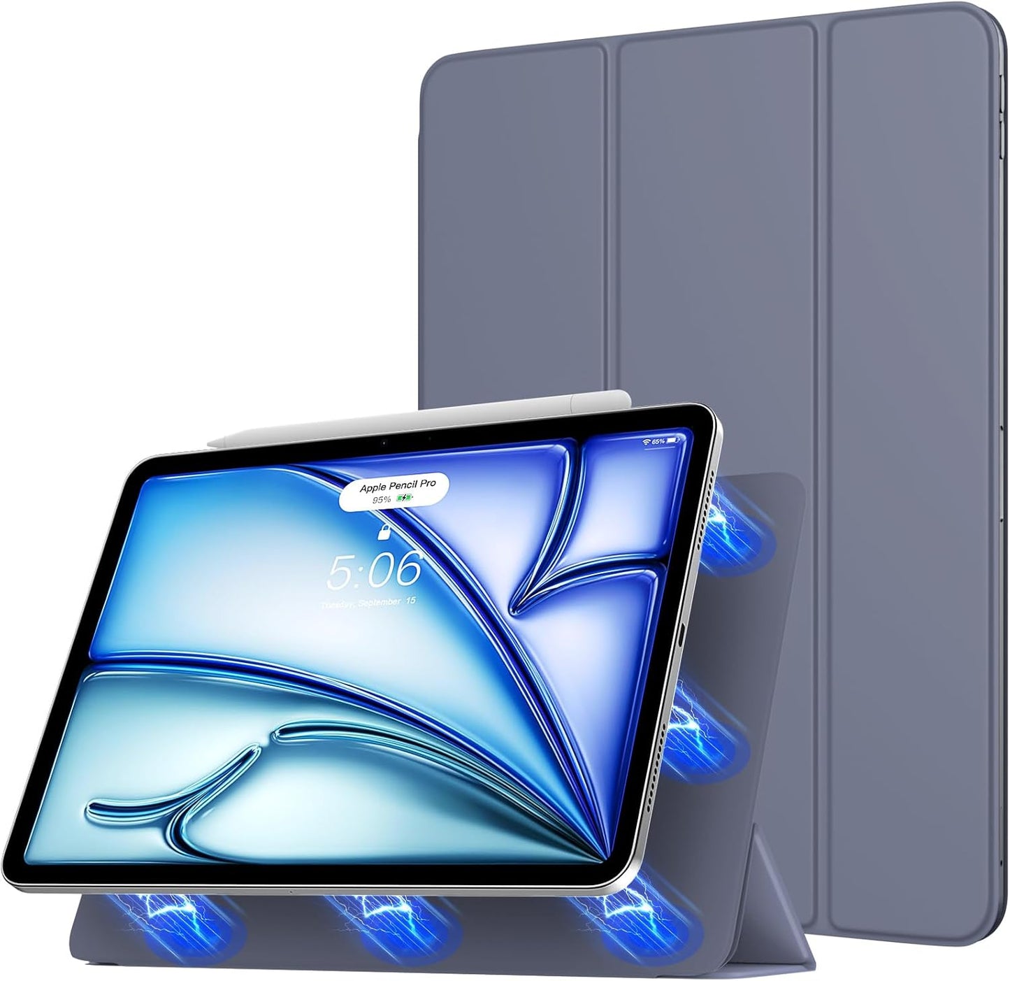 TiMOVO Magnetic Trifold Stand Case - Grey Purple
