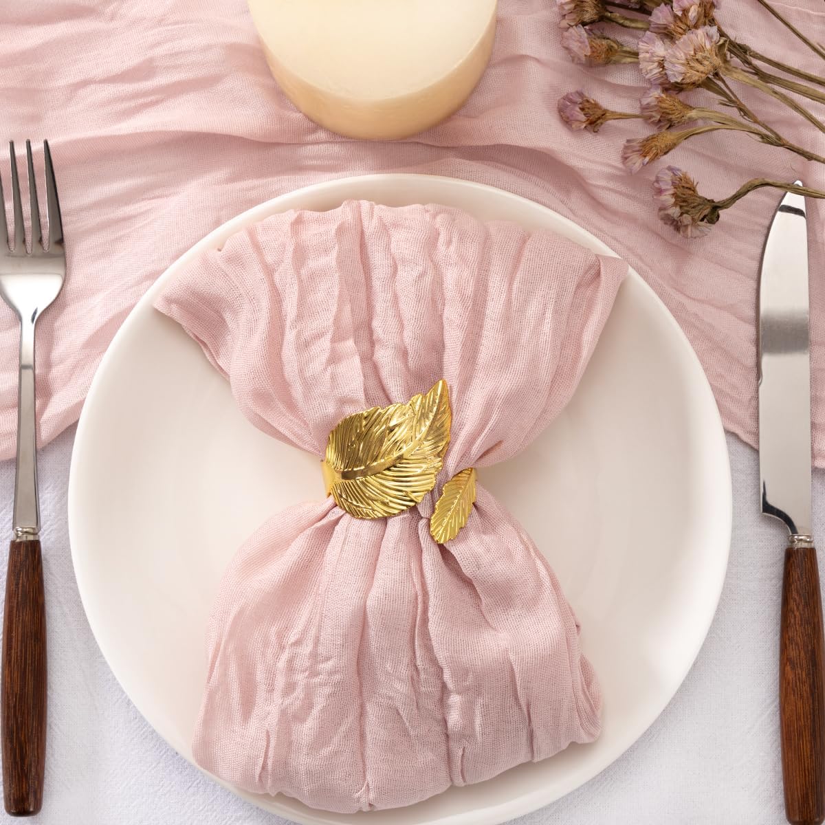 Dusty Pink Cheesecloth Napkins Set of 50 for Elegant Dining