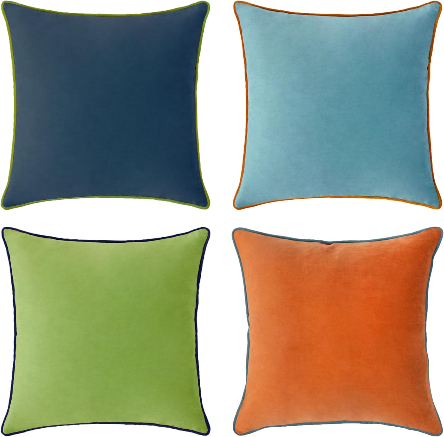 Decorative Throw Pillow Covers Set of 4 Soft Velvet Designs