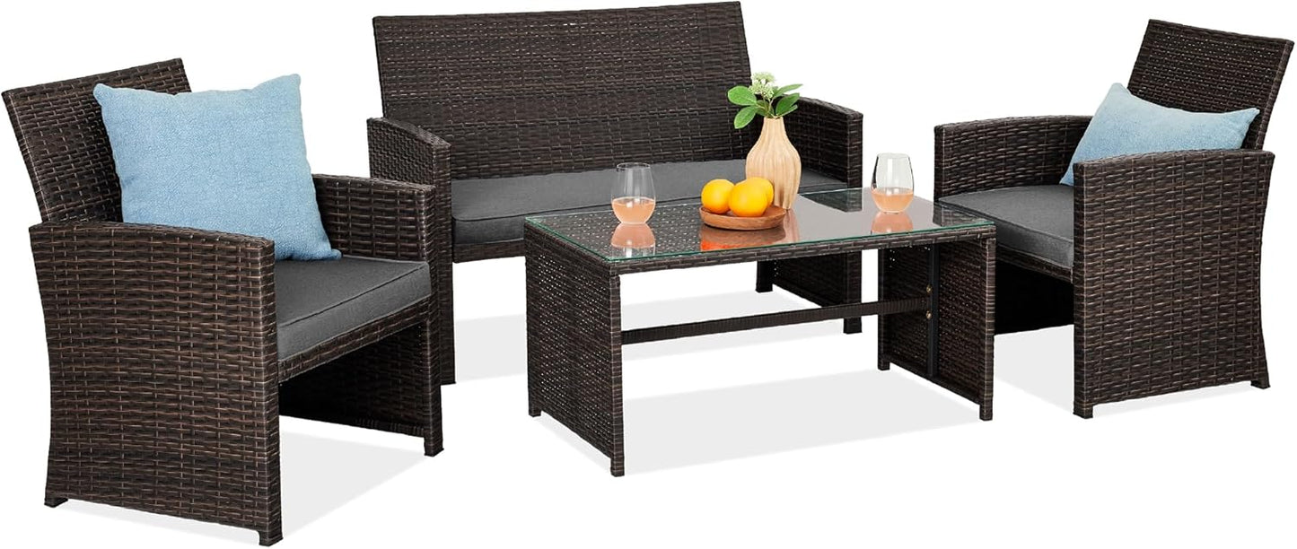 Best Choice Products 4-Piece Outdoor Wicker Patio Set for Comfort