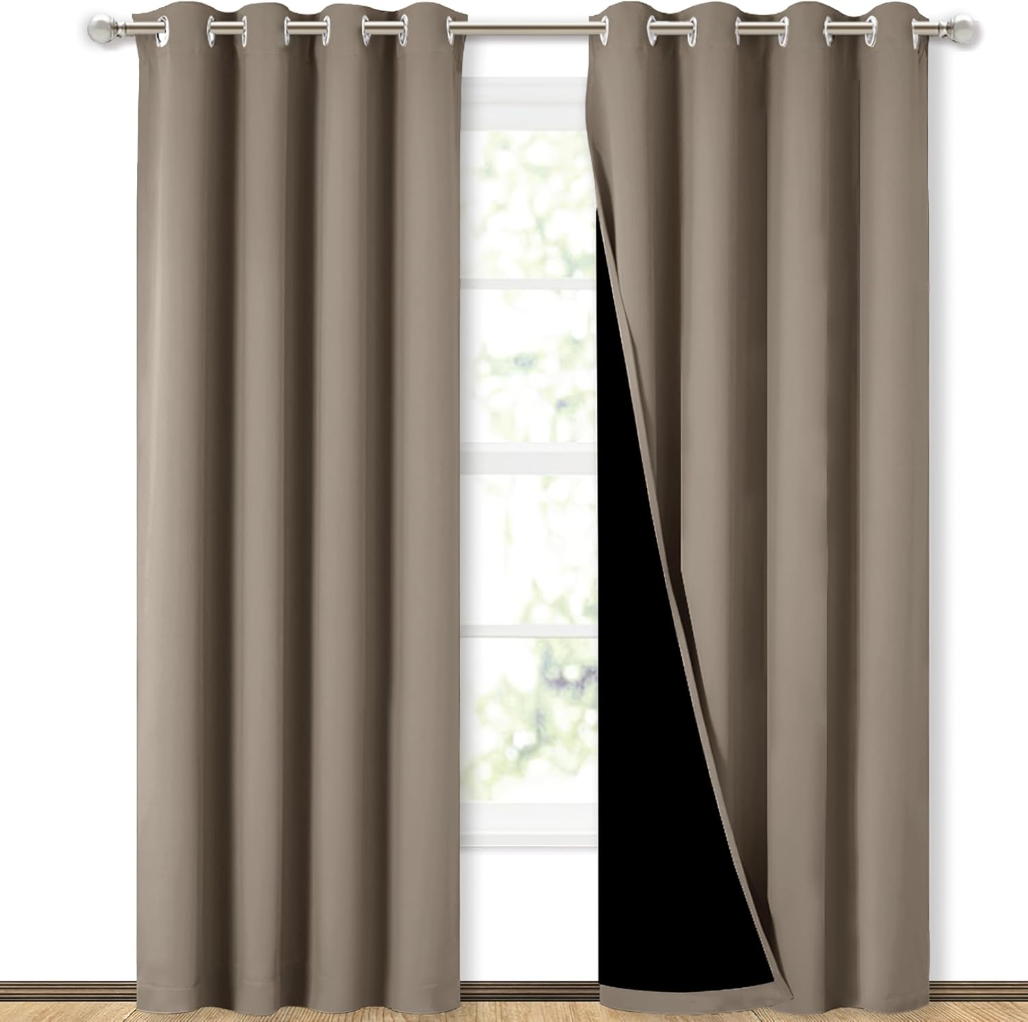 NICETOWN Taupe Full Shade Curtain Panels for Energy Efficiency