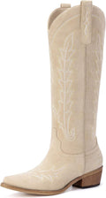 Cowboy Boots for Women Knee High Pointed Toe Chunky Heel - Stylish