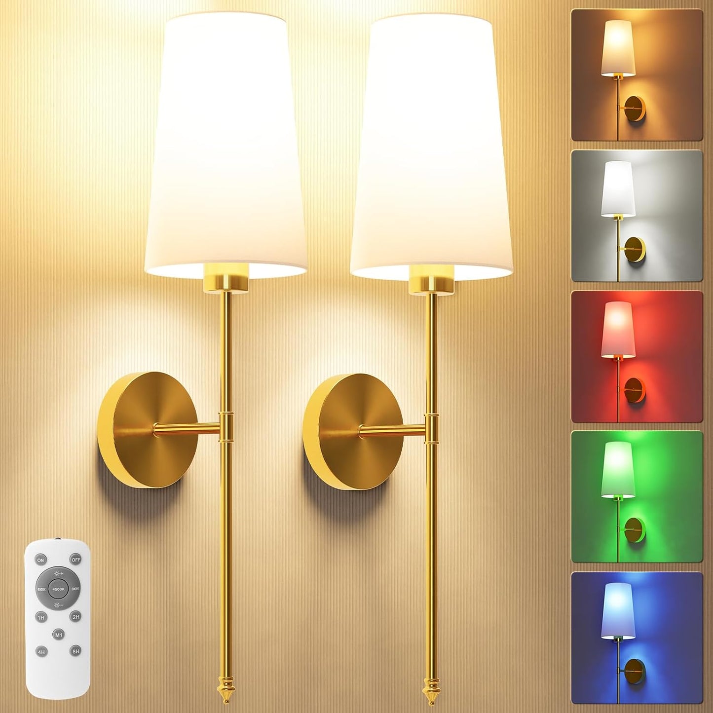 Battery Operated Wall Sconce Set of 2 for Stylish Lighting