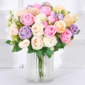 Fake Roses Artificial Flowers 12 Pack - Real Touch Mixed Color
