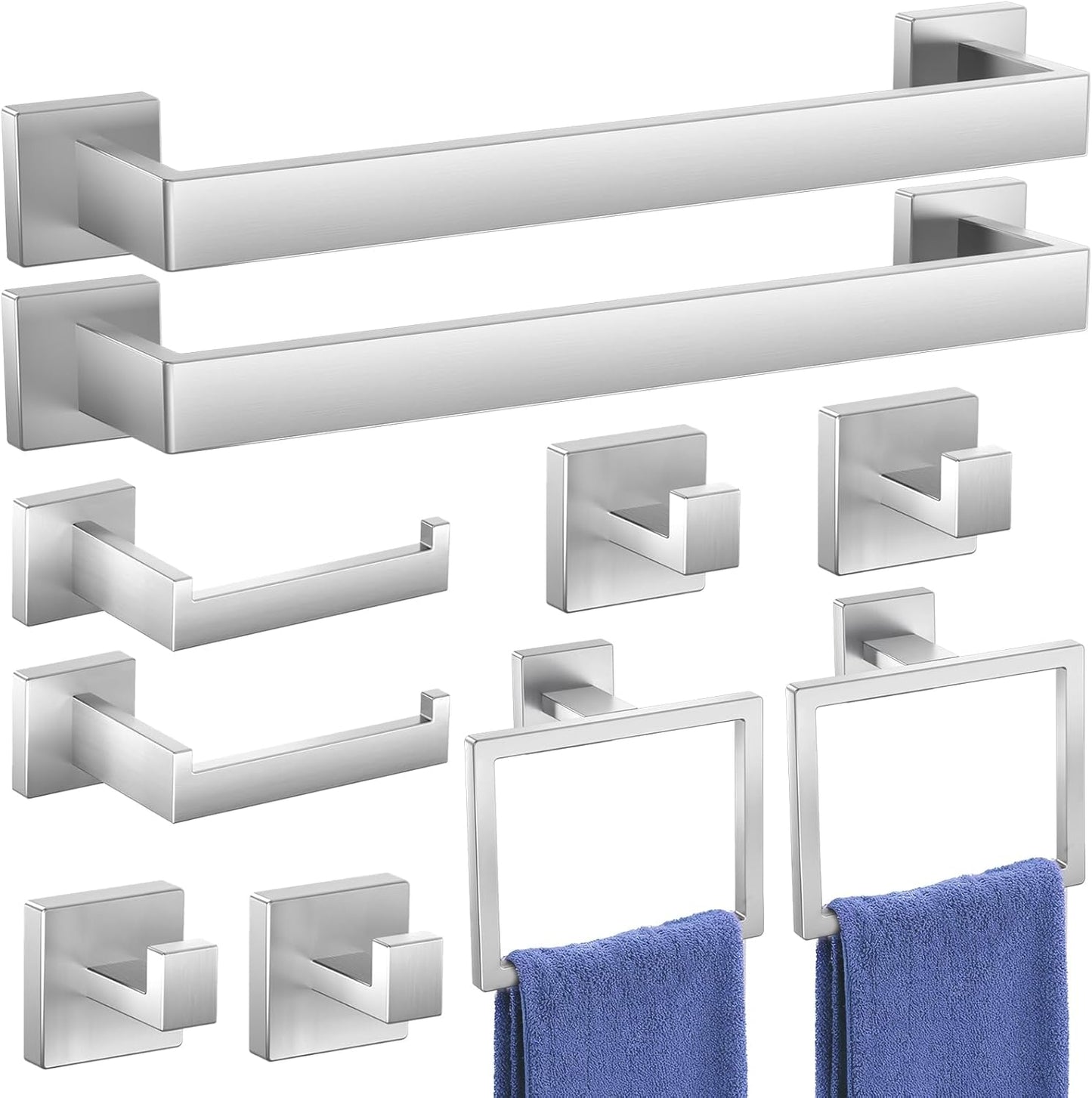 10-Piece Stainless Steel Bathroom Accessories Set for Home