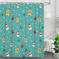 Christmas Shower Curtain Sets Cute Snowman Snowflake Gingerbread