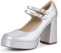 Mary Jane Shoes for Women Platform Chunky Heels - Comfortable Square