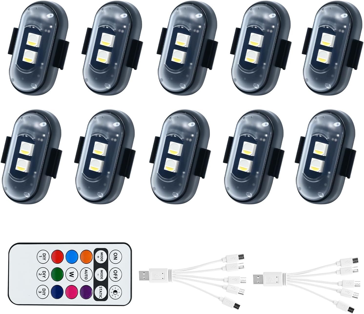 10PCS Wireless LED Lights for Car with Remote Control Features