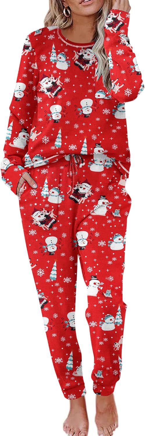 Ekouaer Pajamas Women's Long Sleeve Pj Set Soft Loungewear