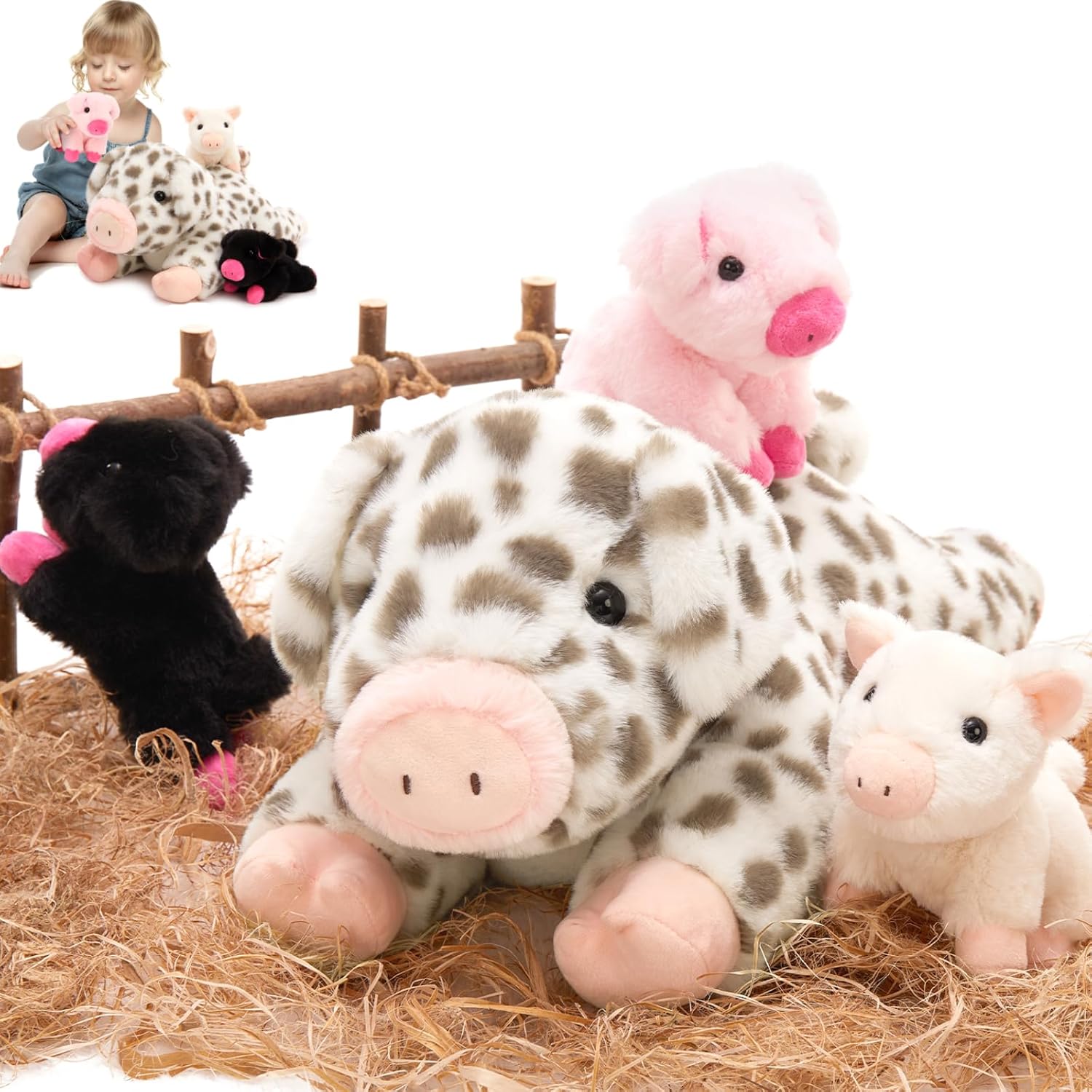 MorisMos Spotted Pig Stuffed Animal Set for Kids and Decor