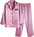 Women Satin Pajamas Set Button Down Long Pjs - Soft Satin Sleepwear