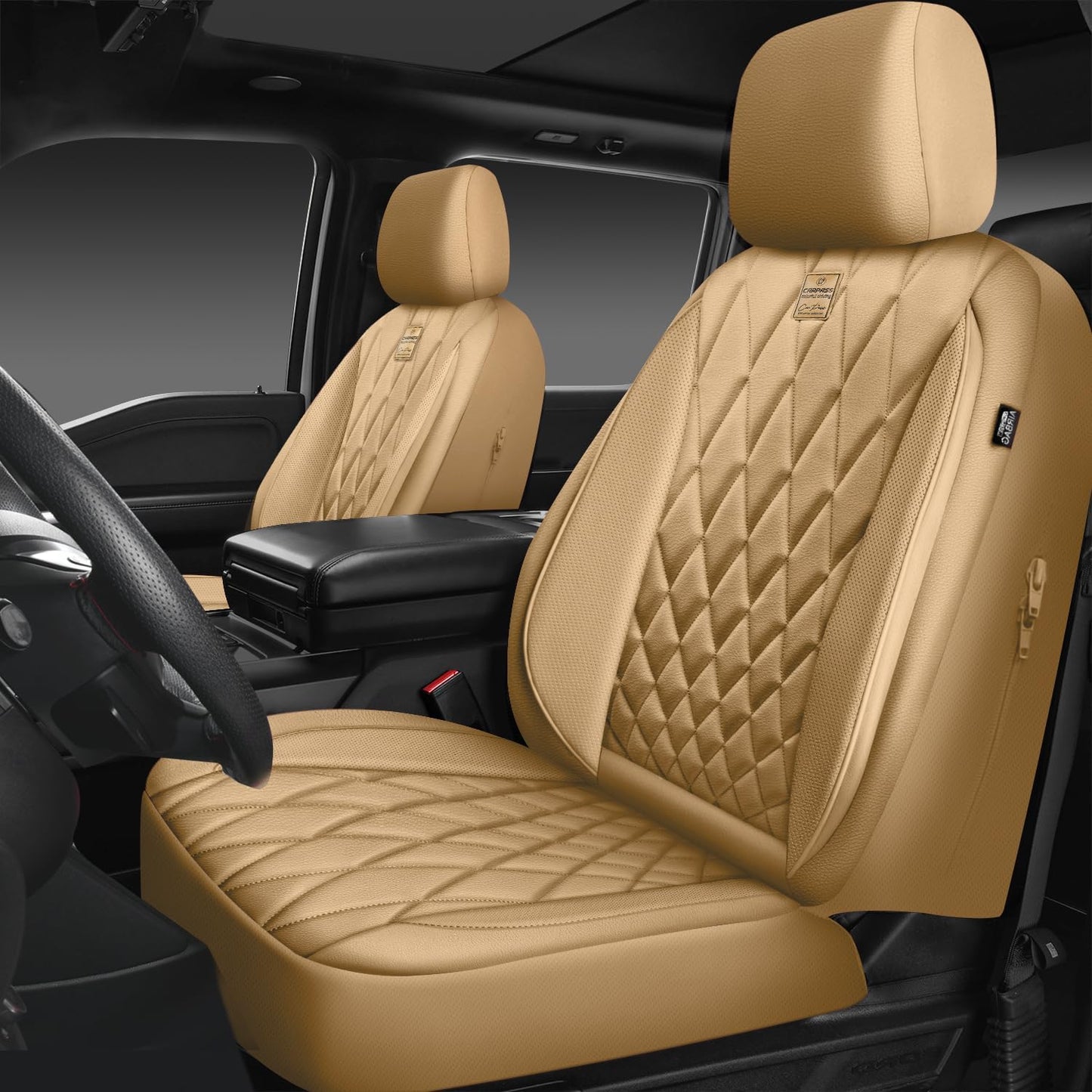 CAR PASS Luxury PU Leather Seat Covers for SUVs and Trucks