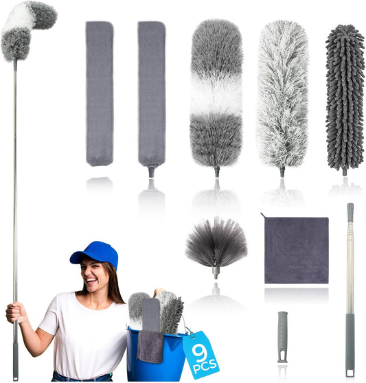 Extendable 100 Microfiber Duster Set by AURUZA