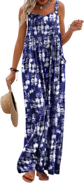 YESNO Women's Boho Floral Wide Leg Overalls - Airy Summer Comfort