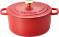 Enameled Cast Iron Dutch Oven Pot 4 QT - Durable Red Dutch Oven