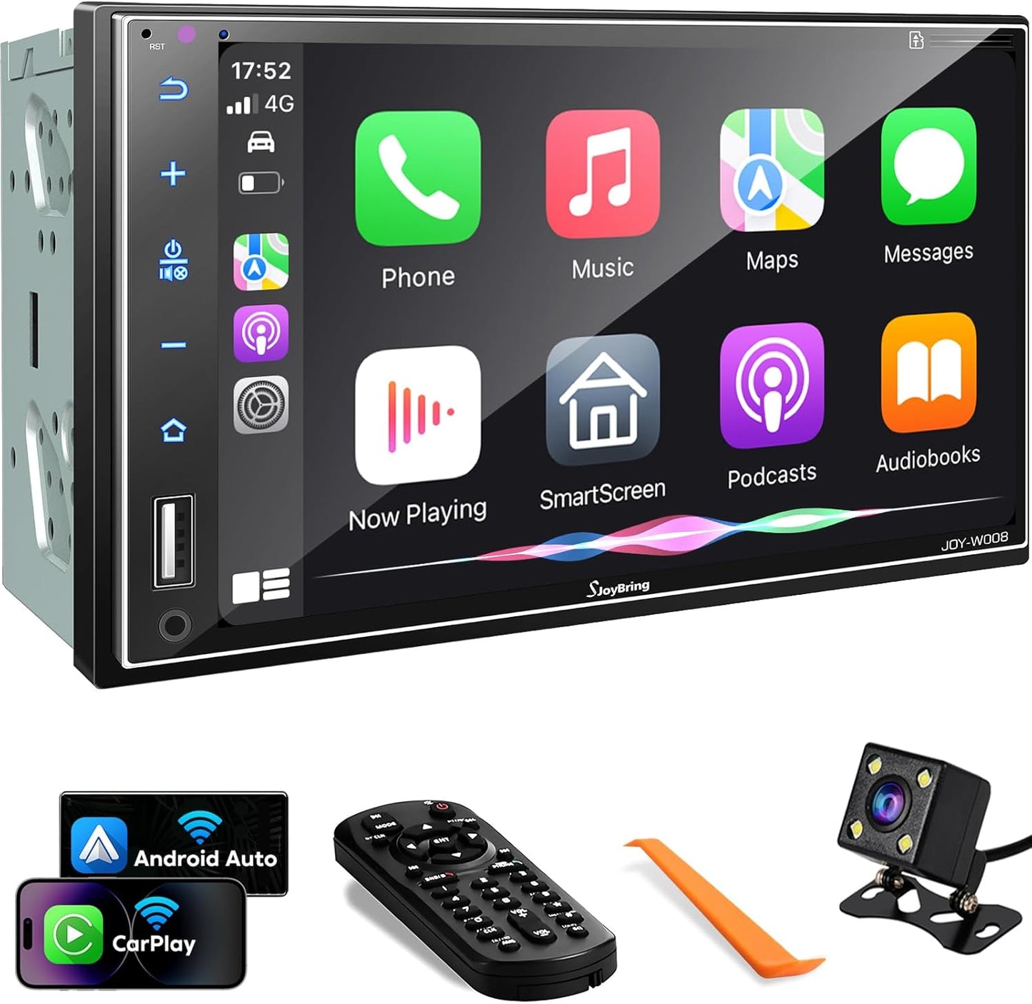 SJoyBring Wireless Double Din Car Stereo with Apple CarPlay