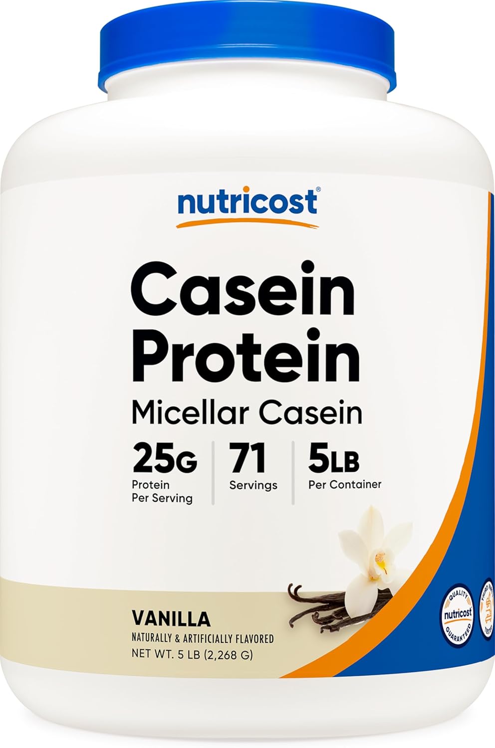 Nutricost Casein Protein Powder 5lb Vanilla for Muscle Recovery