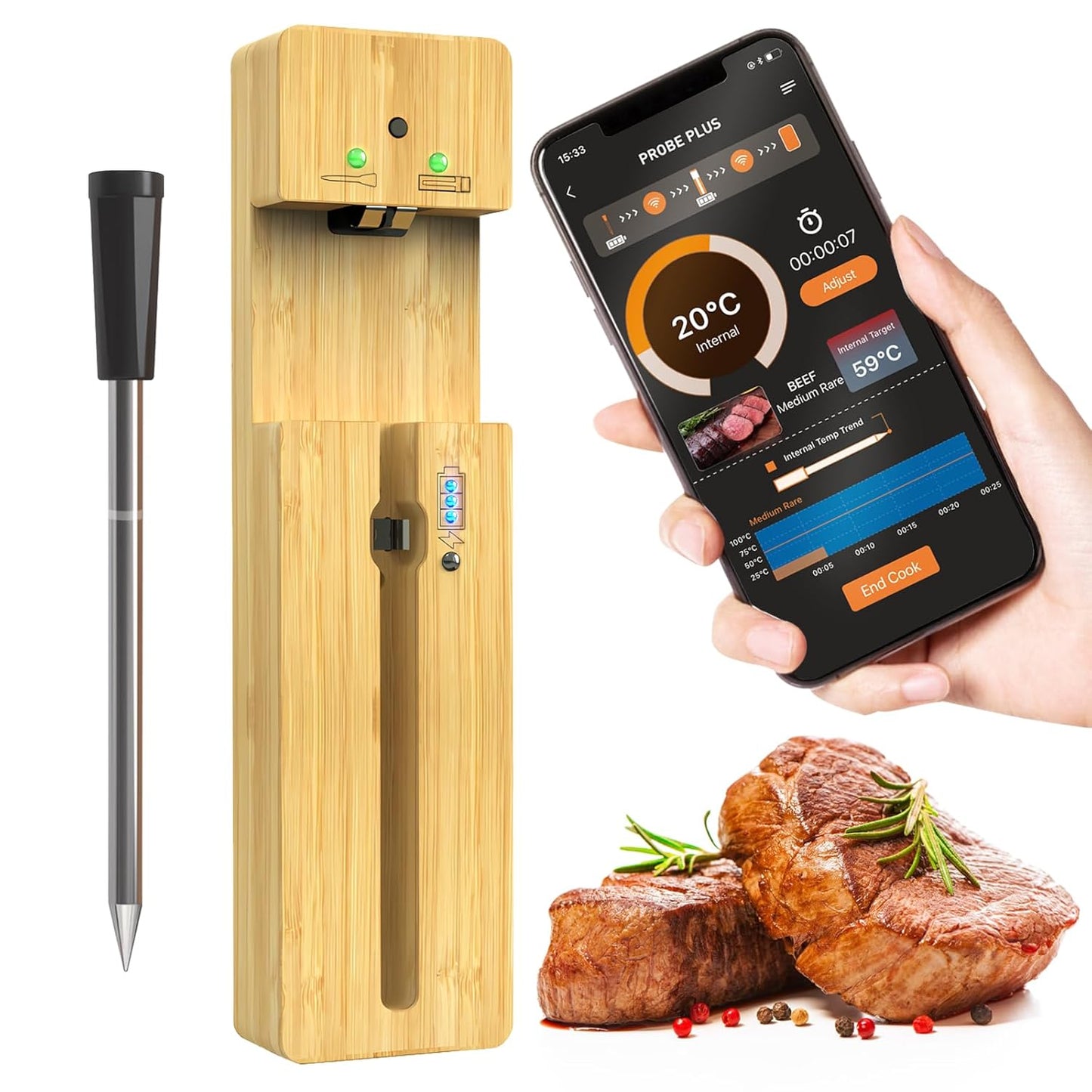 Wireless Meat Thermometer - Remote BBQ Monitoring