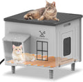 Tepoal Plastic Heated Cat House for Outside - Weatherproof Heated