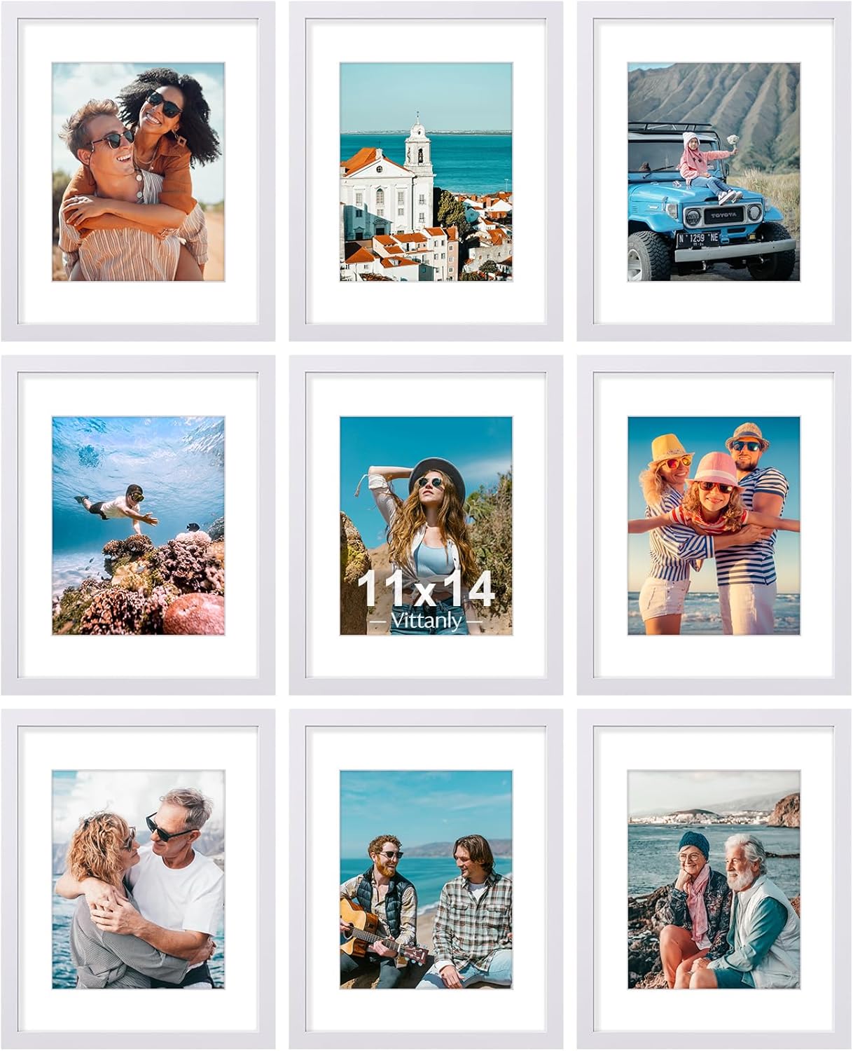 Vittanly 11x14 Picture Frames Set of 9 for Home Display