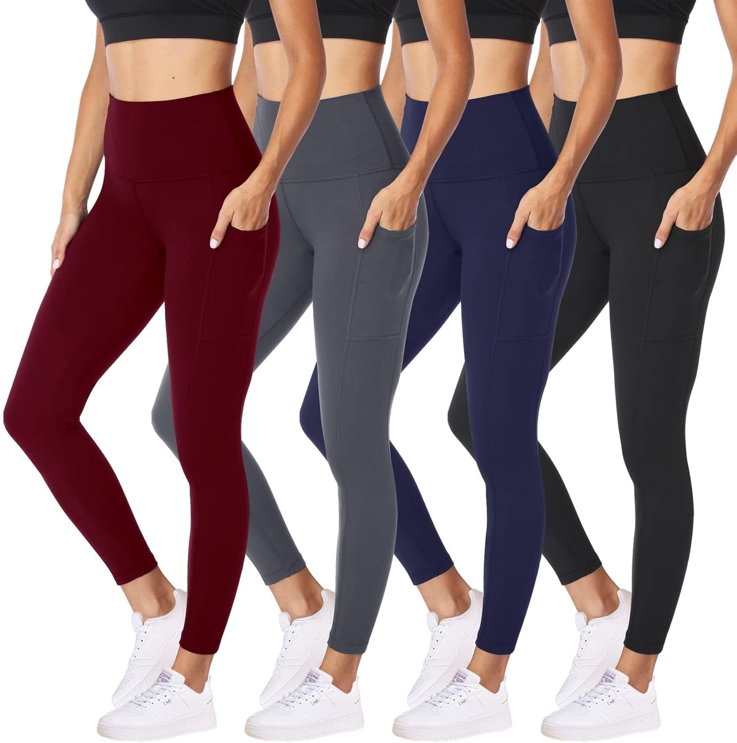 NexiEpoch 4 Pack Leggings for Women - High Waisted Tummy Control