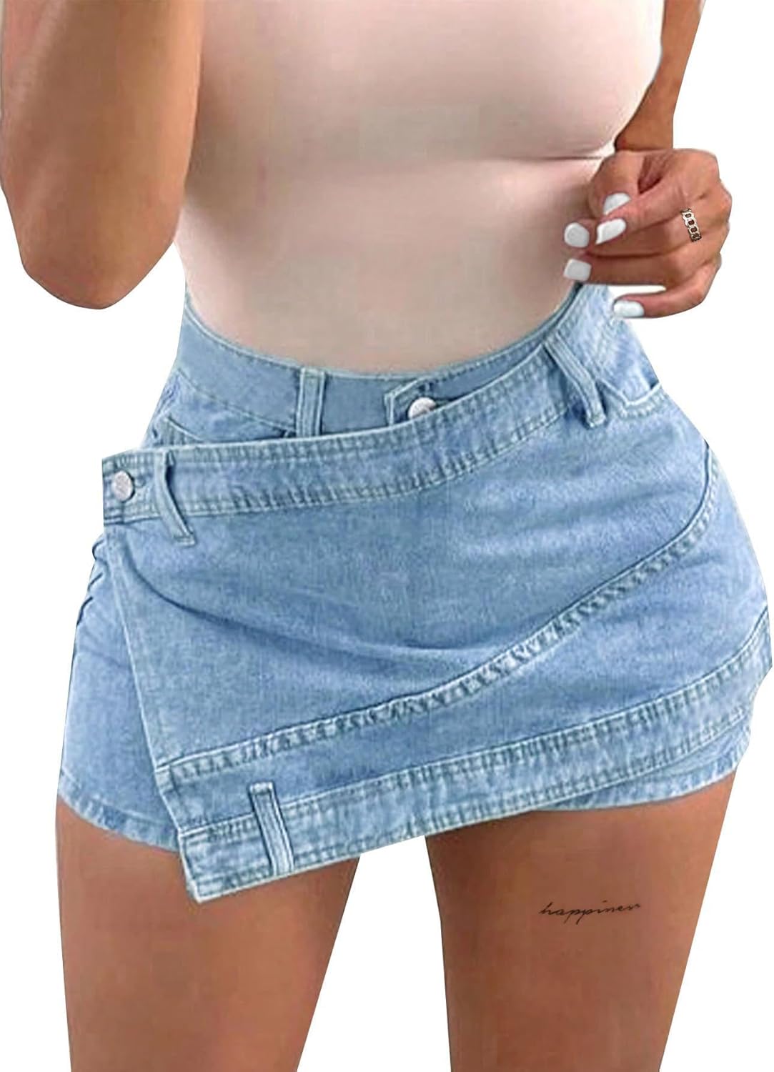 Denim Mini Skirt for Women - Sexy High Waisted Skort Style